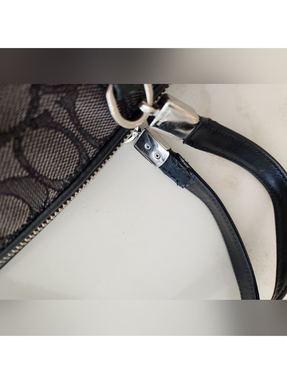 Coach Black and Gray Signature Canvas Shoulder Bag - Picture 9 of 15